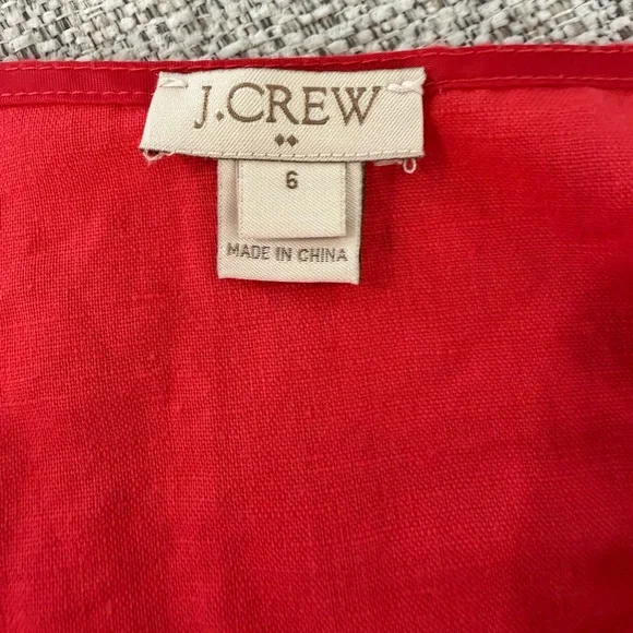 J. Crew Dark Coral V-neck Linen/Cotton Peplum Sleeveless Blouse - Picture 9 of 10